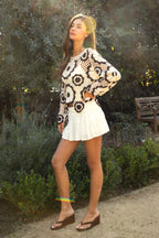 SOLANDRA Crochet Flower Pattern Cardigan Top