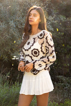 SOLANDRA Crochet Flower Pattern Cardigan Top