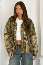 LAUREL Oversized Corduroy Collar Camo Jacket