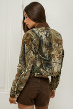 OAKLYN Camo Print Cropped Jacket
