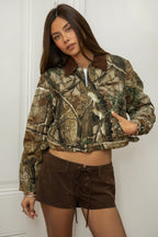 OAKLYN Camo Print Cropped Jacket