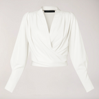 Chic V-Neck Blouse with Puff Sleeves for Stylish Occasions