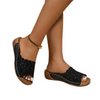 Floral Cutout Women's Platform Sandals for Summer Outings