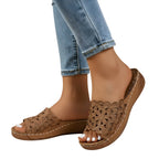 Floral Cutout Women's Platform Sandals for Summer Outings