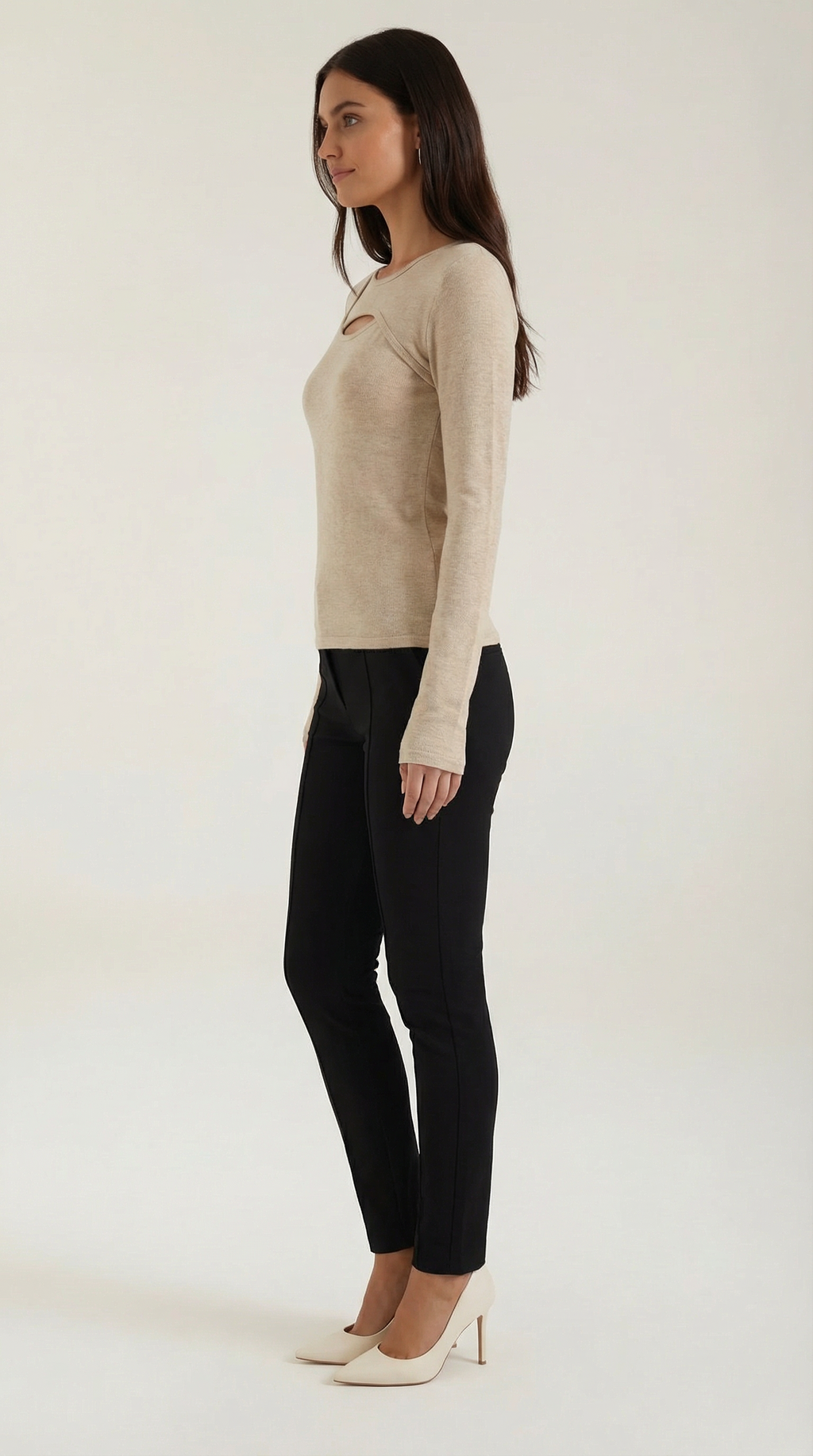 Barbara Chic Cutout Long-Sleeve Knit Top