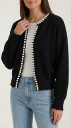 Caroline Pearl Trim Knit Cardigan