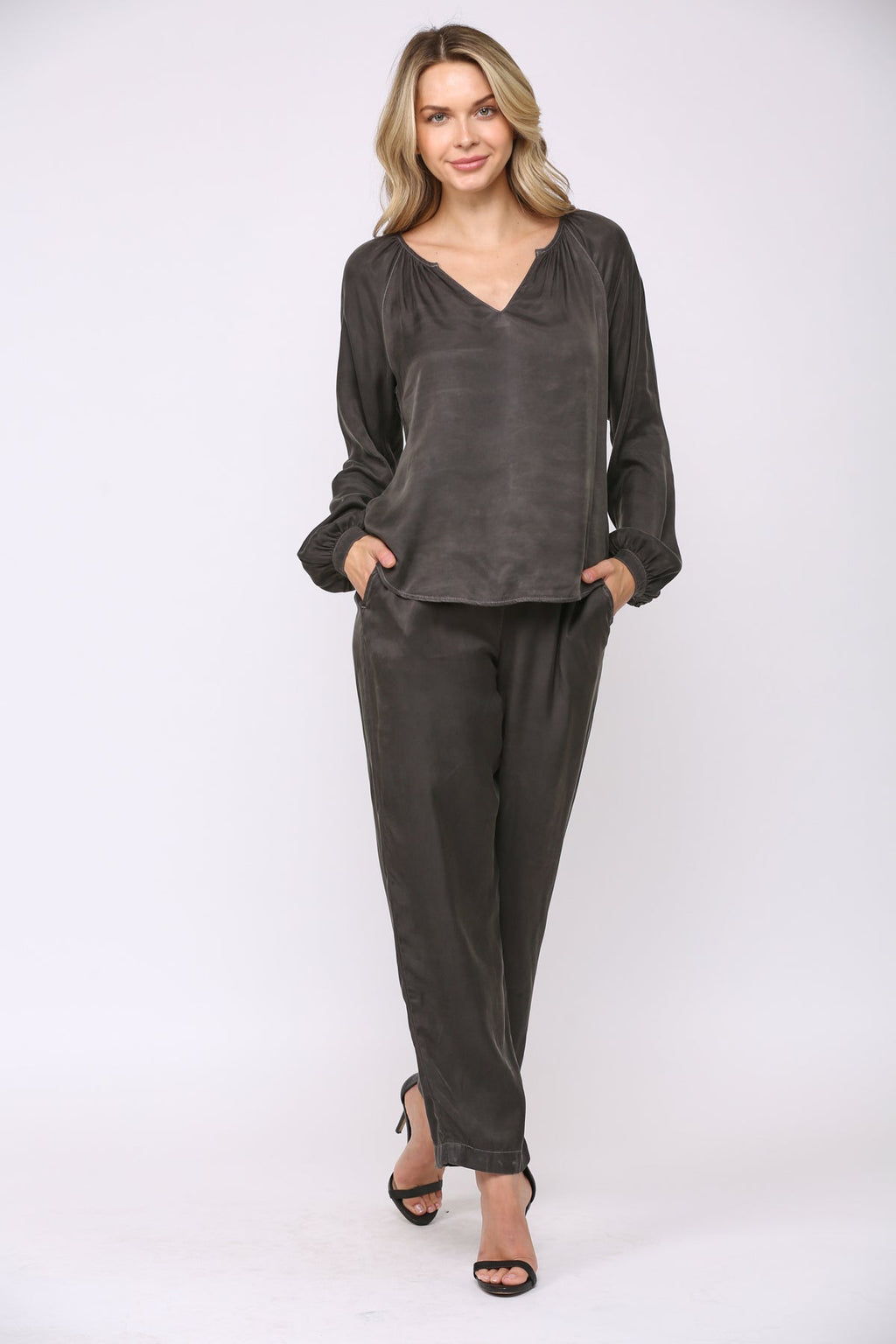 Cupro Flared Pull On Pants