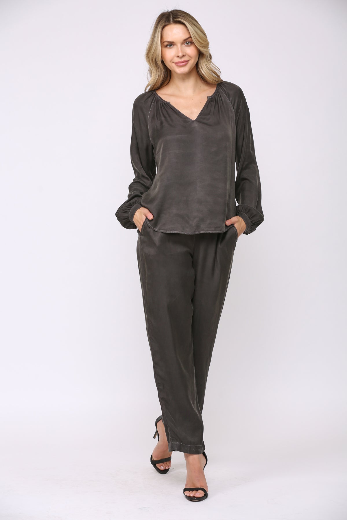 Cupro Flared Pull On Pants