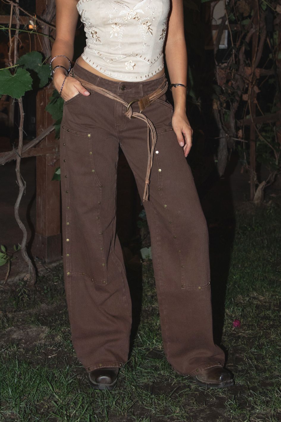 IZLA Denim Studded Carpenter Pants