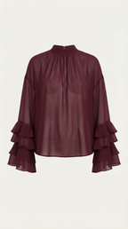 Alma High Mock Sheer Top