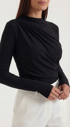 Audrey Ruched Long-Sleeve Bodysuit