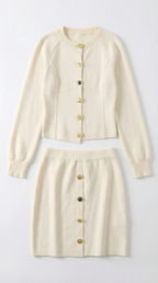 Carrie Buttoned Cardigan and Skirt Set