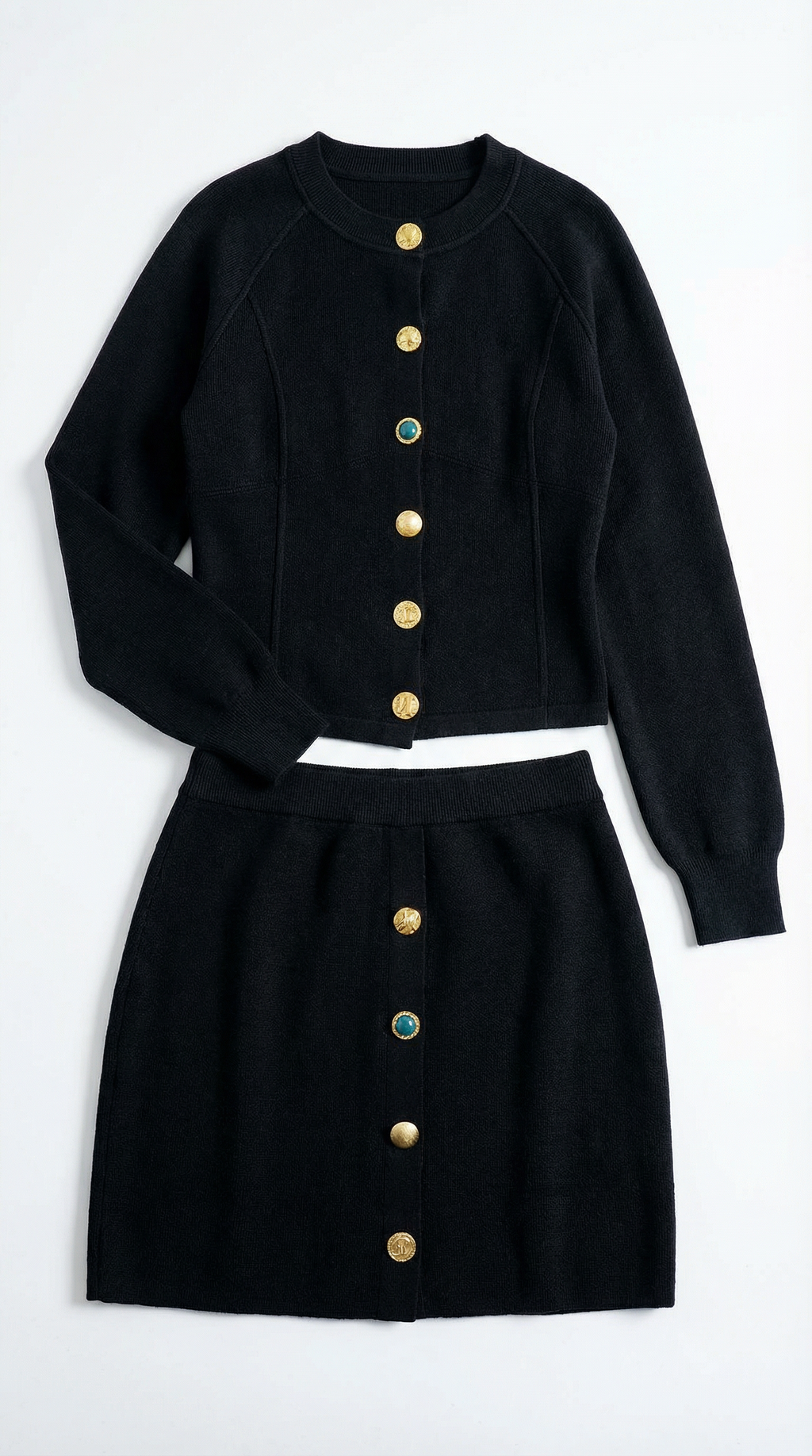 Carrie Buttoned Cardigan and Skirt Set