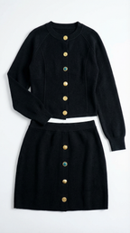Carrie Buttoned Cardigan and Skirt Set