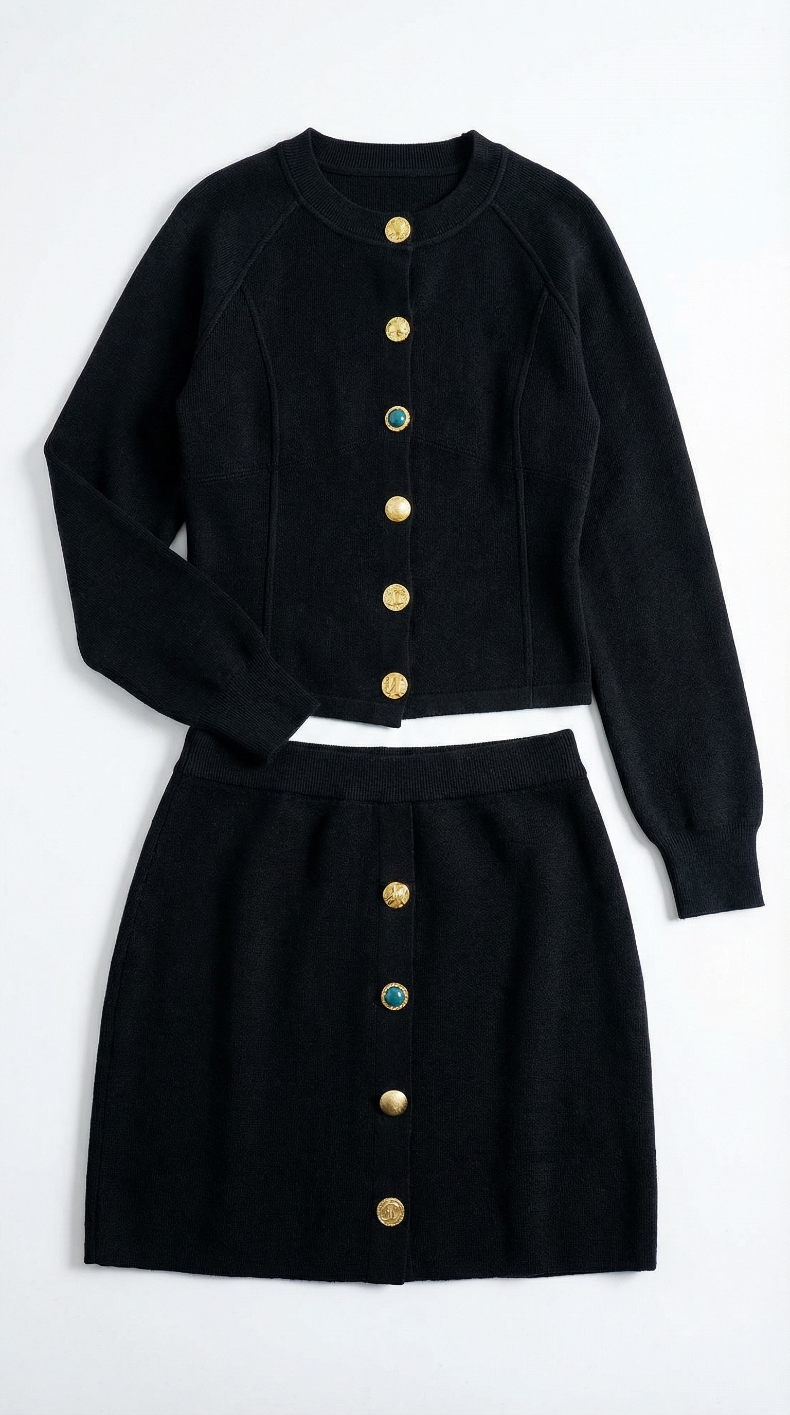 Carrie Buttoned Cardigan and Skirt Set