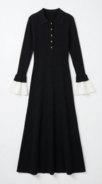 Charlotte Contrast Cuff Knit Maxi Dress