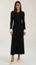 Charlotte Contrast Cuff Knit Maxi Dress