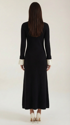 Charlotte Contrast Cuff Knit Maxi Dress