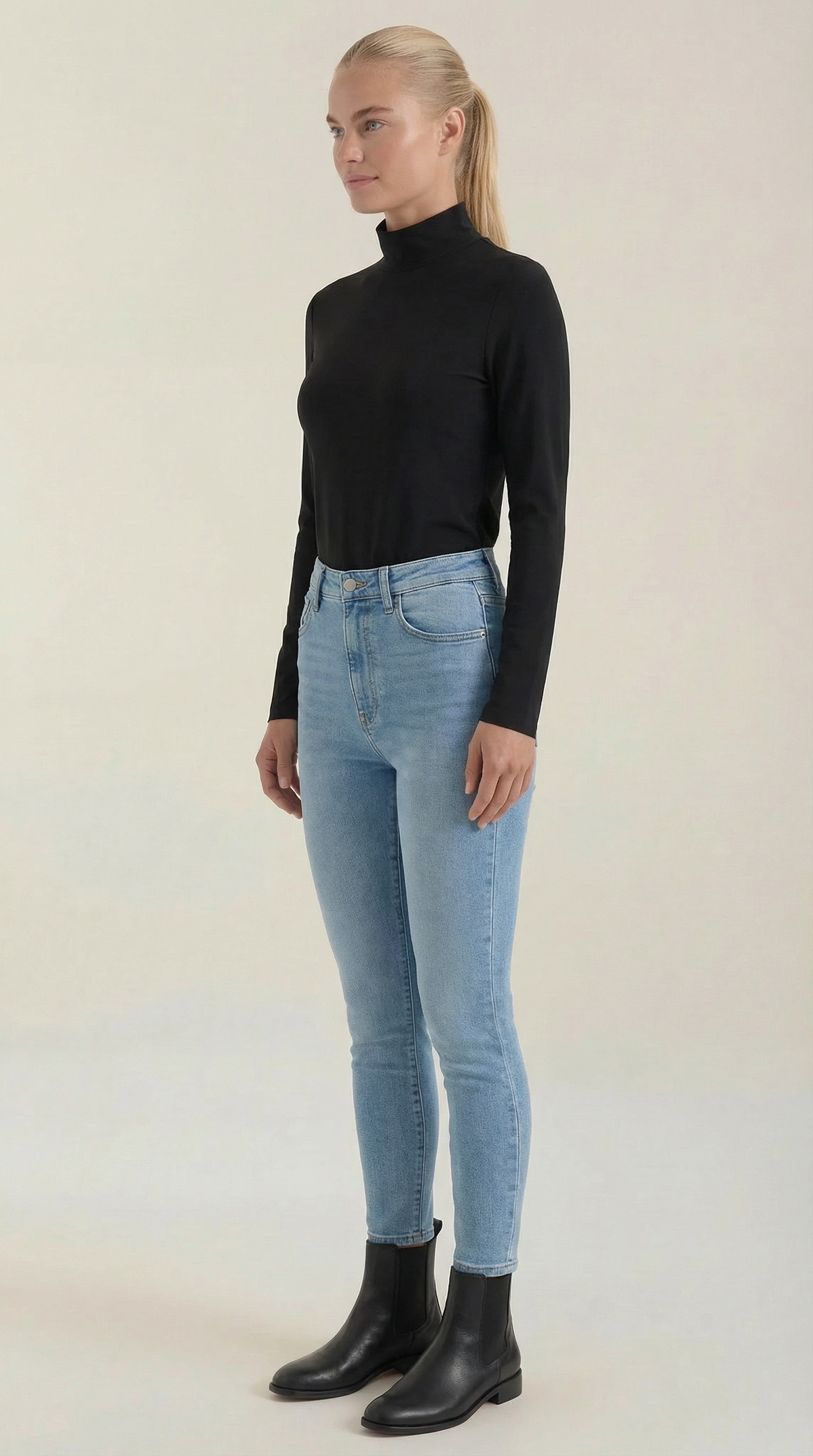 Constance Cotton Mock Neck Top