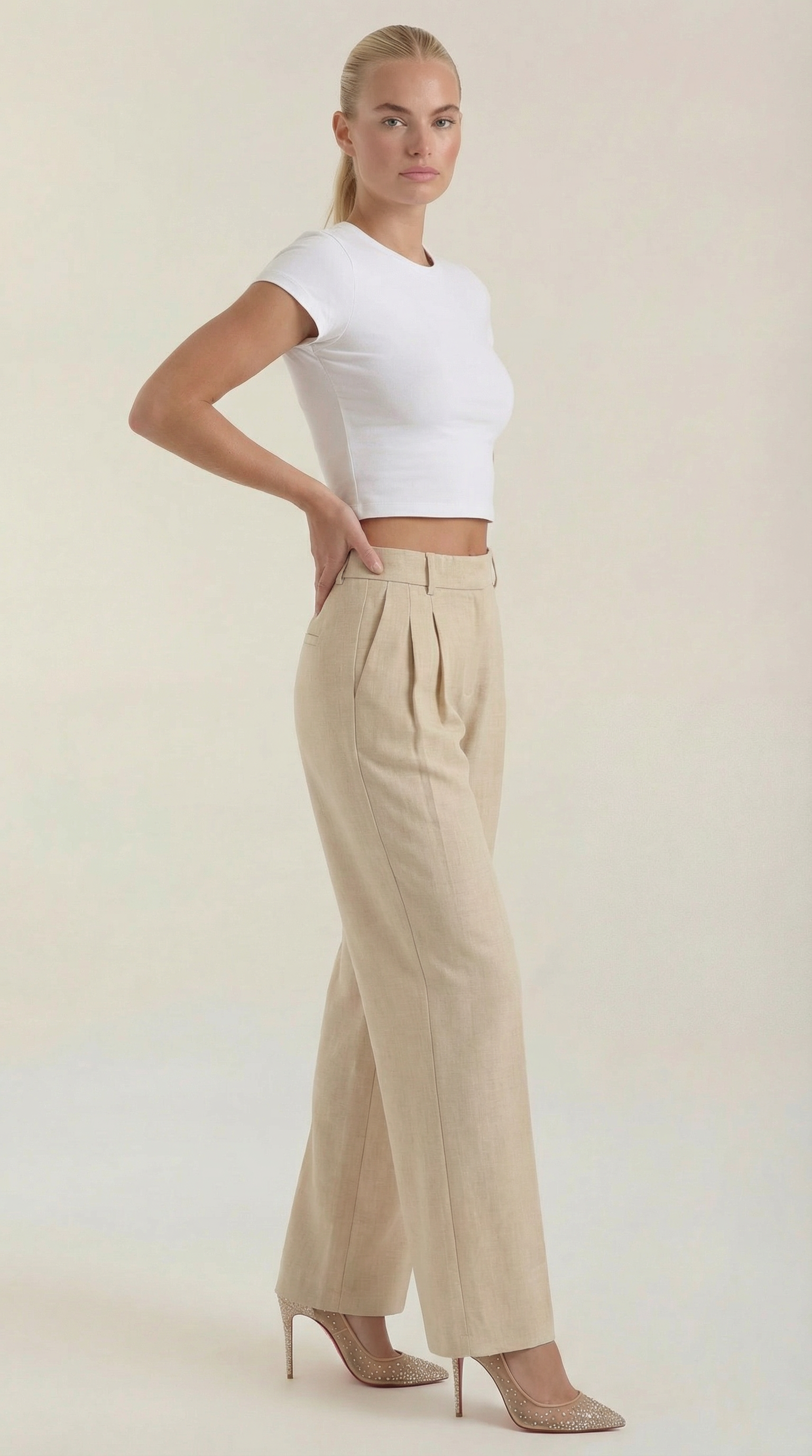 Courtney Pleated High-Rise Wide Leg Pants