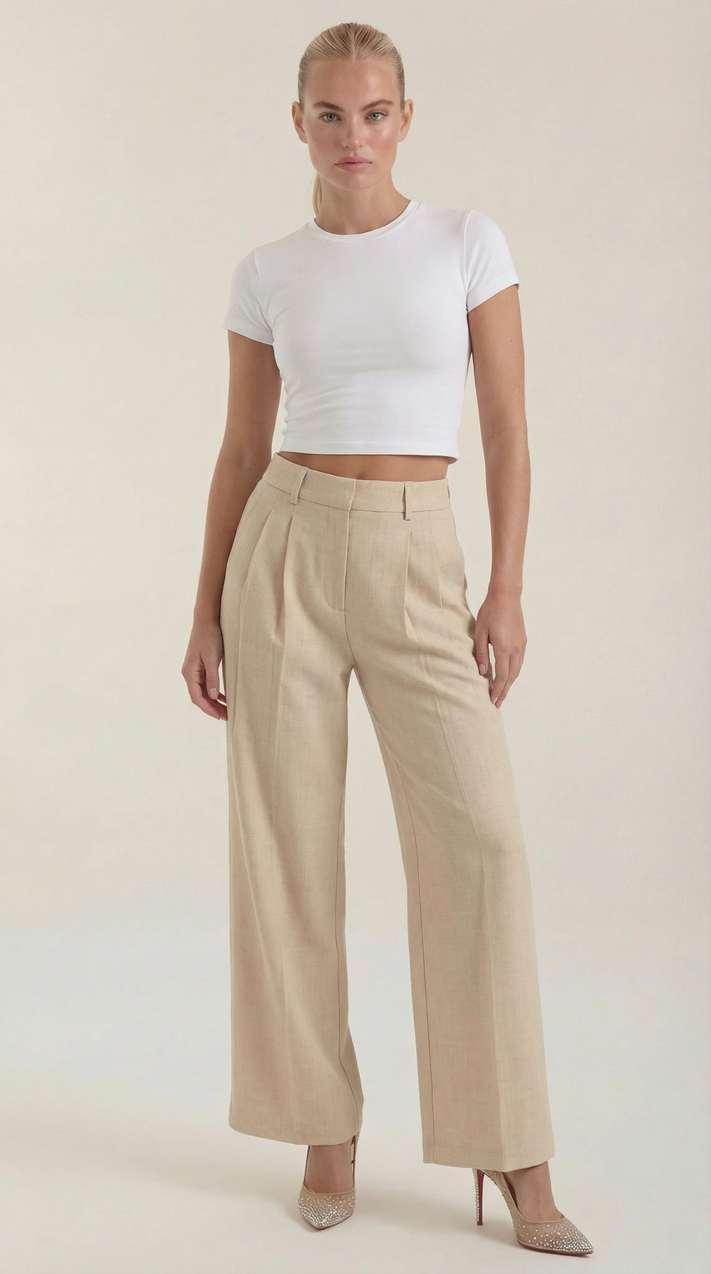 Courtney Pleated High-Rise Wide Leg Pants