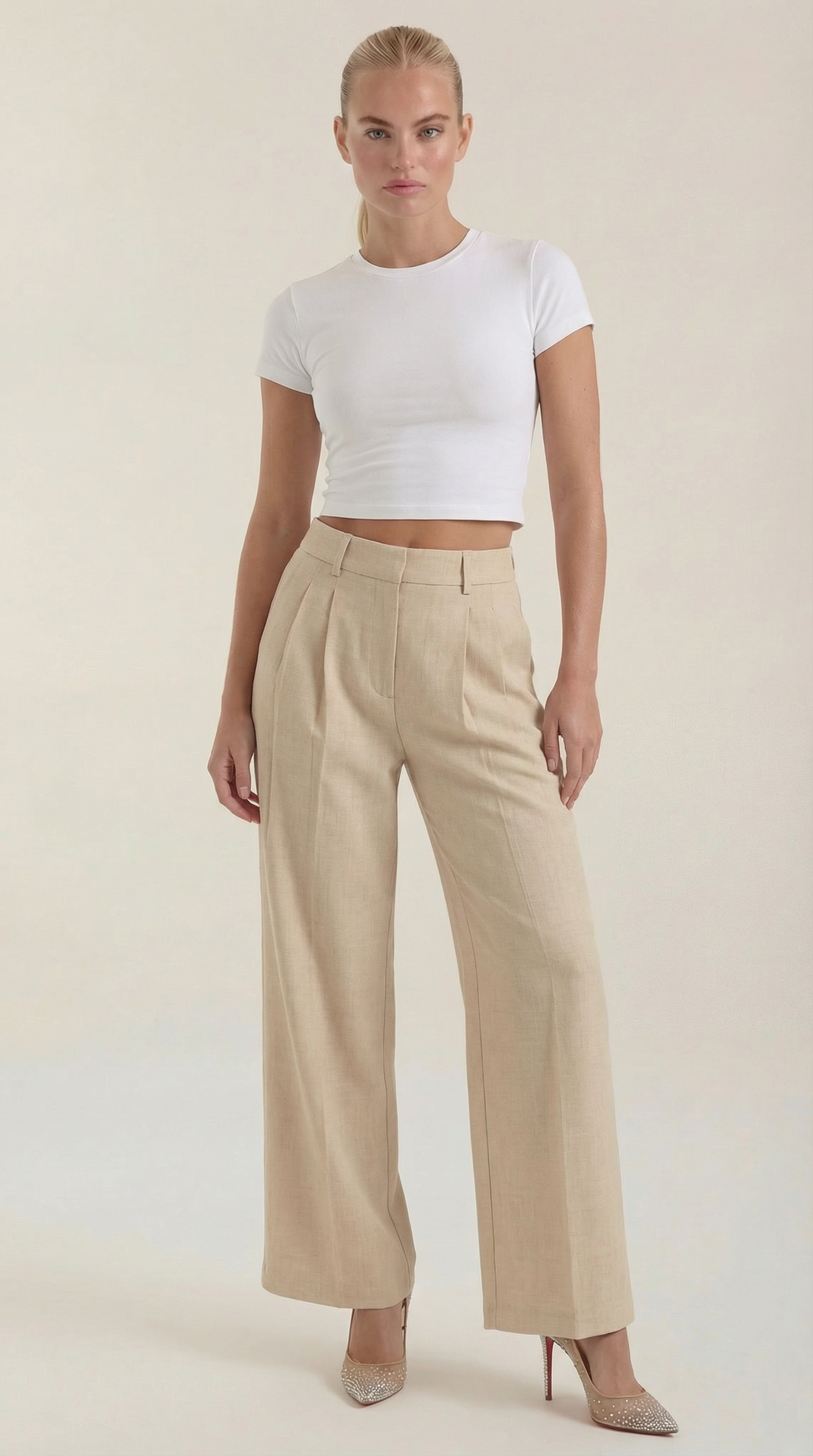 Courtney Pleated High-Rise Wide Leg Pants