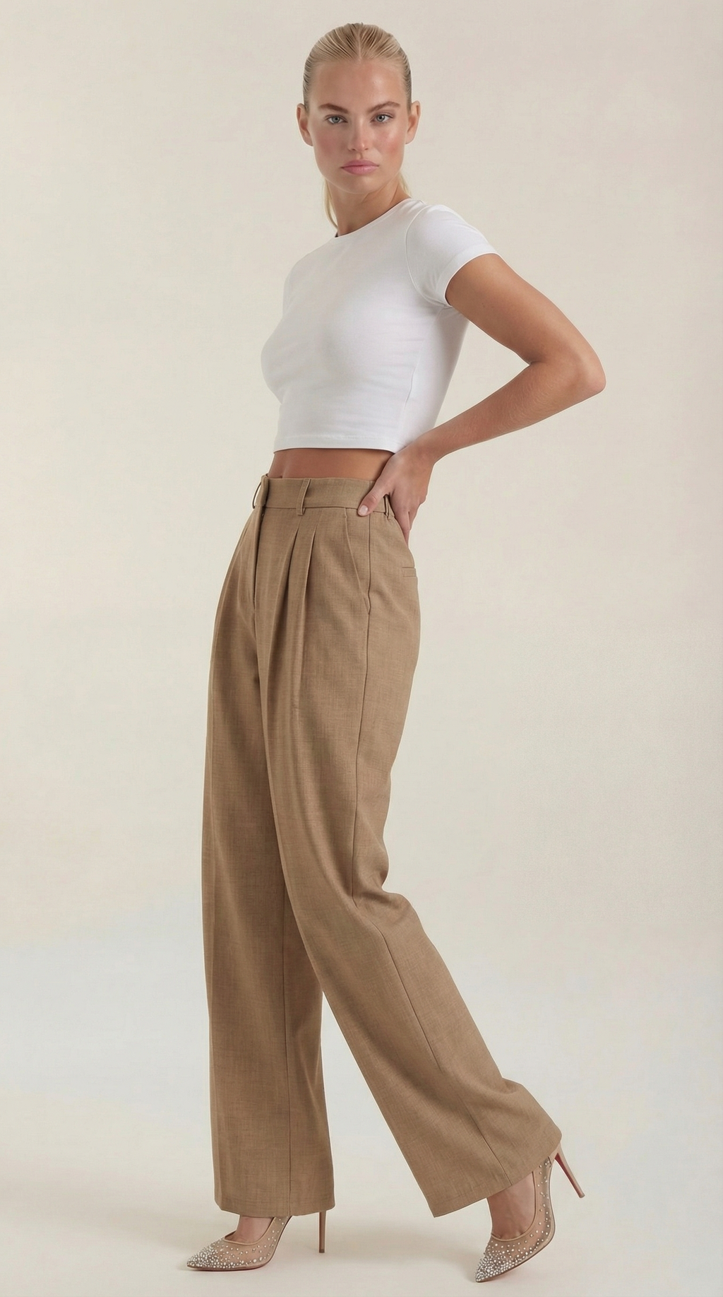 Courtney Pleated High-Rise Wide Leg Pants
