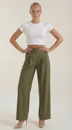 Courtney Pleated High-Rise Wide Leg Pants