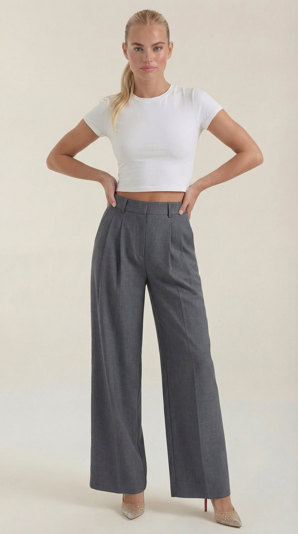 Courtney Pleated High-Rise Wide Leg Pants