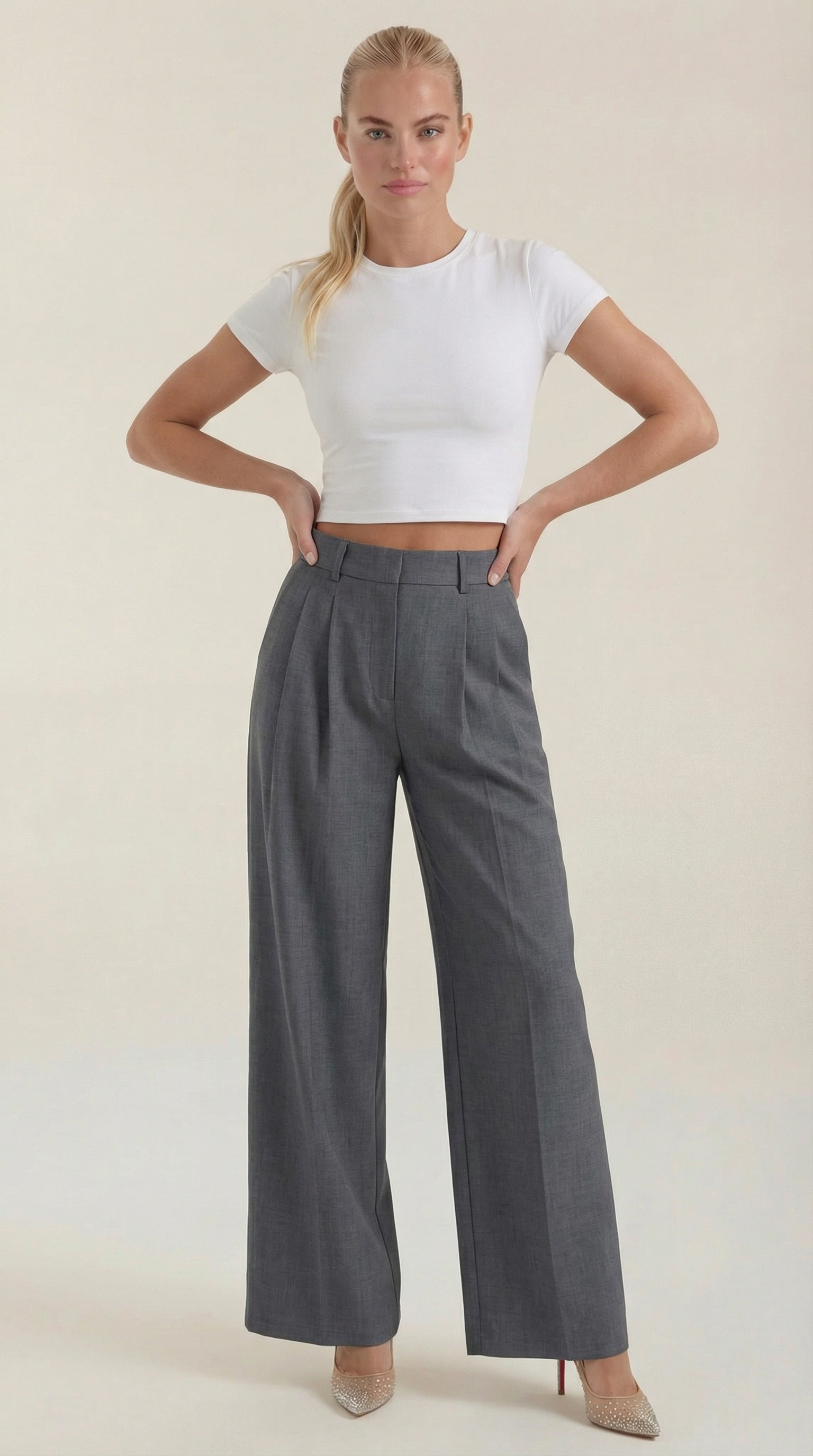 Courtney Pleated High-Rise Wide Leg Pants