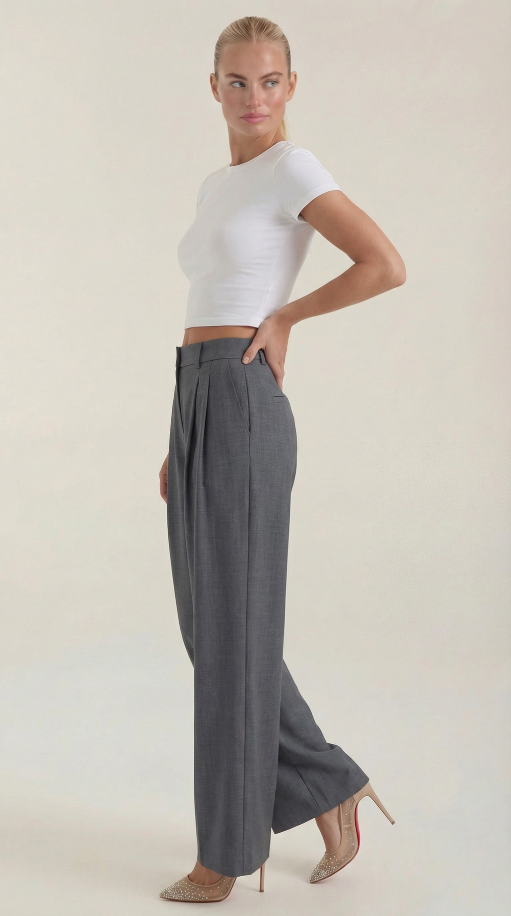 Courtney Pleated High-Rise Wide Leg Pants