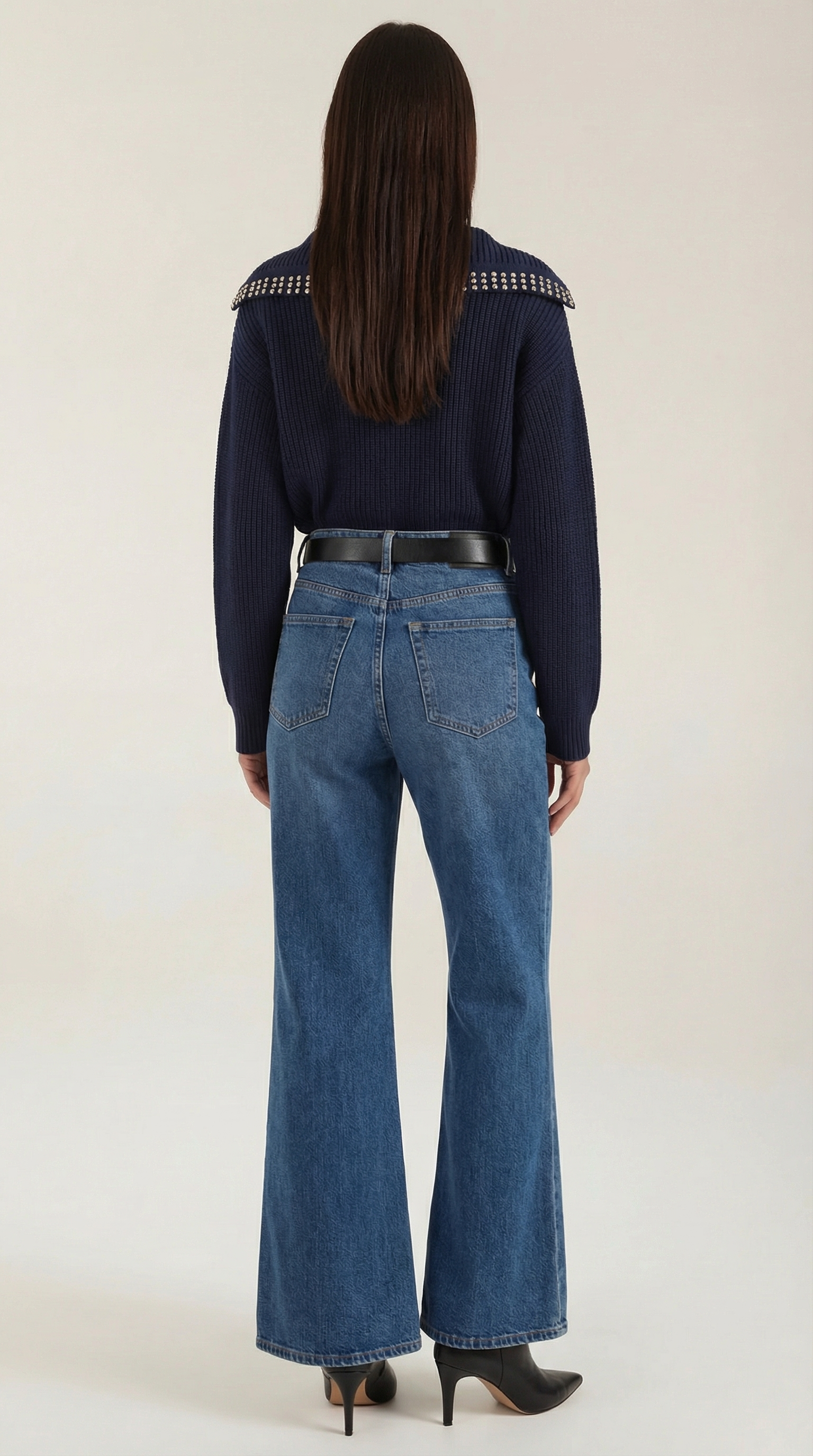 Darlene Studded Collar Wool Sweater