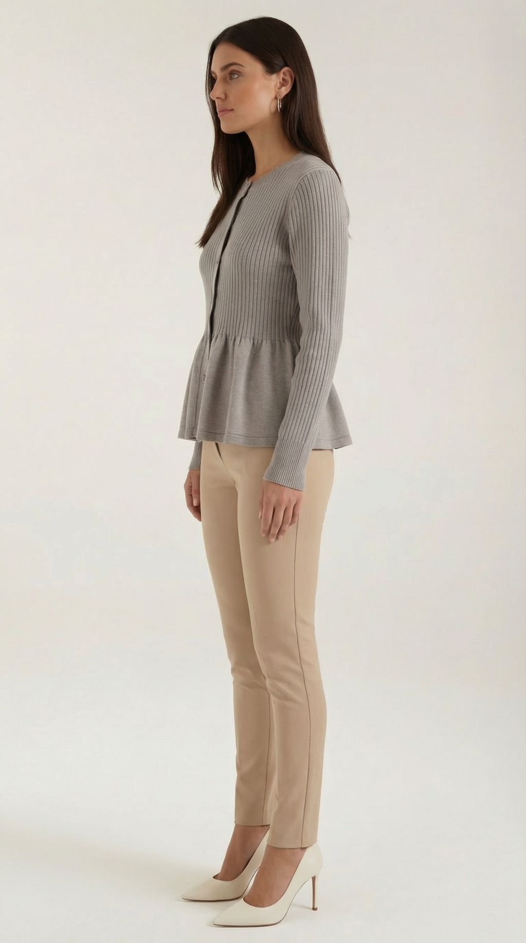 Diana Buttoned Peplum Cardigan