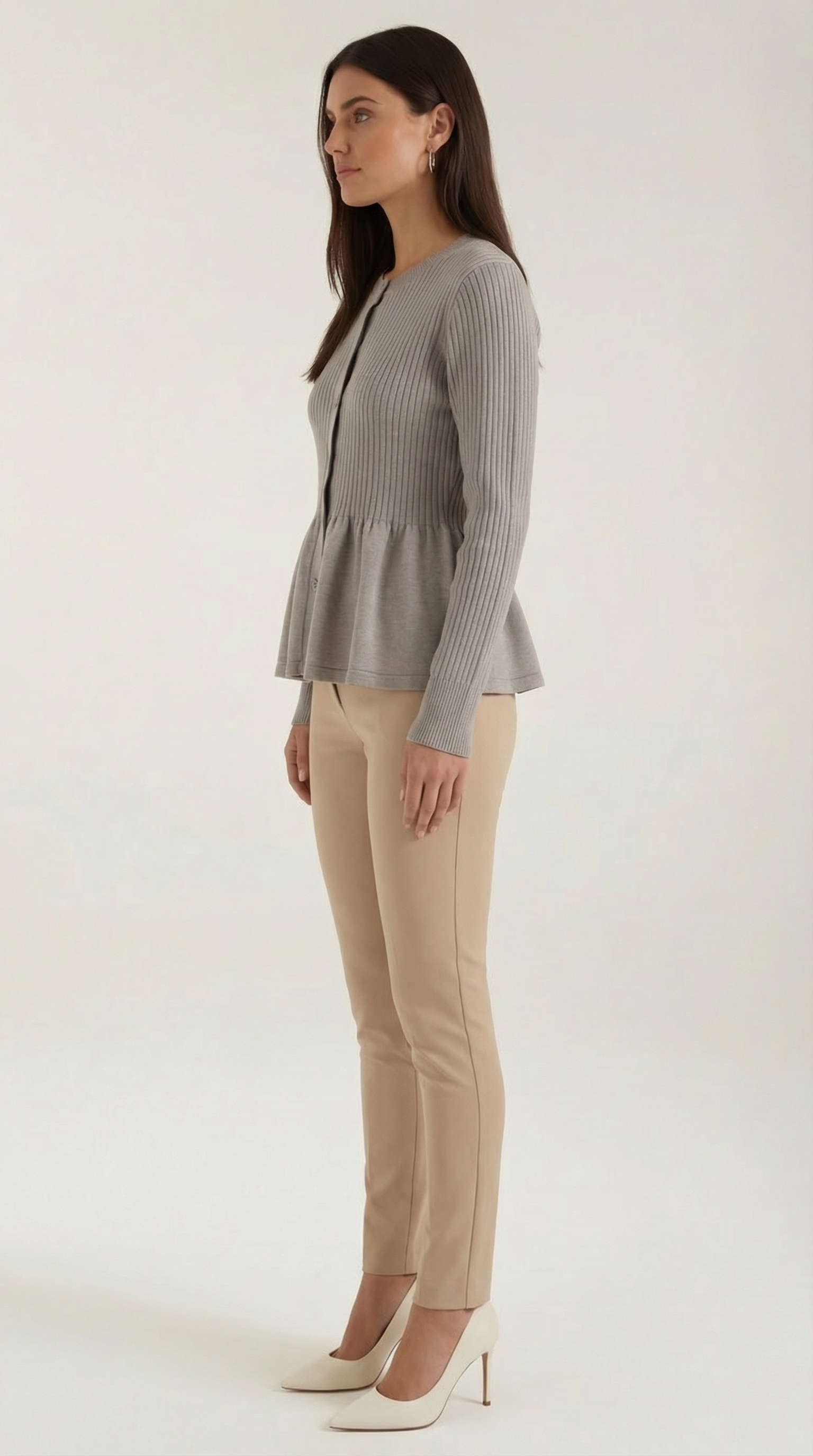 Diana Buttoned Peplum Cardigan
