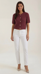 Faith Cropped Knitted Cardigan