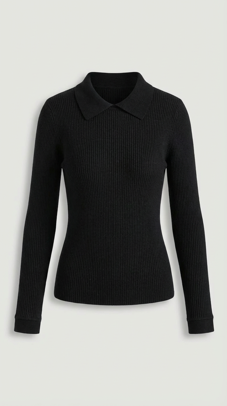 Gail Collared Long Sleeve Wool Top