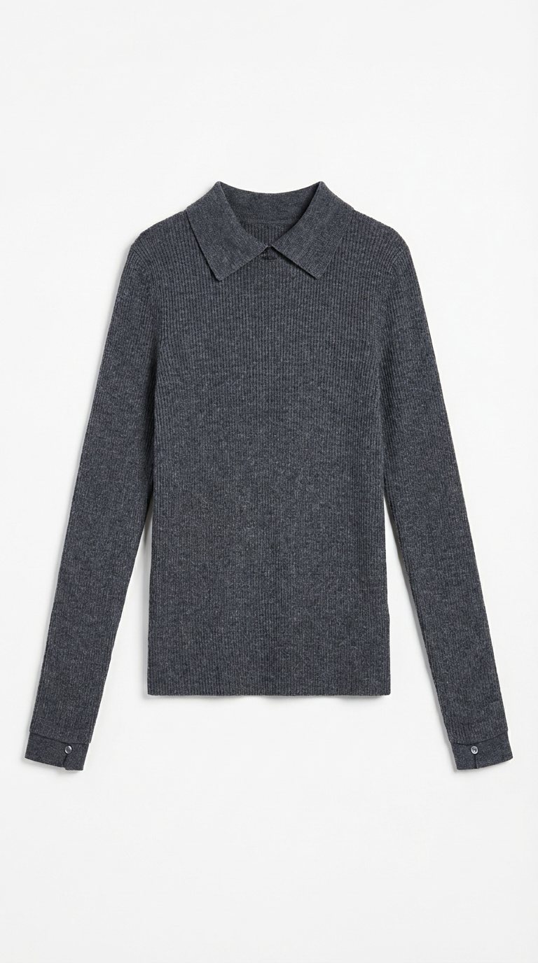 Gail Collared Long Sleeve Wool Top