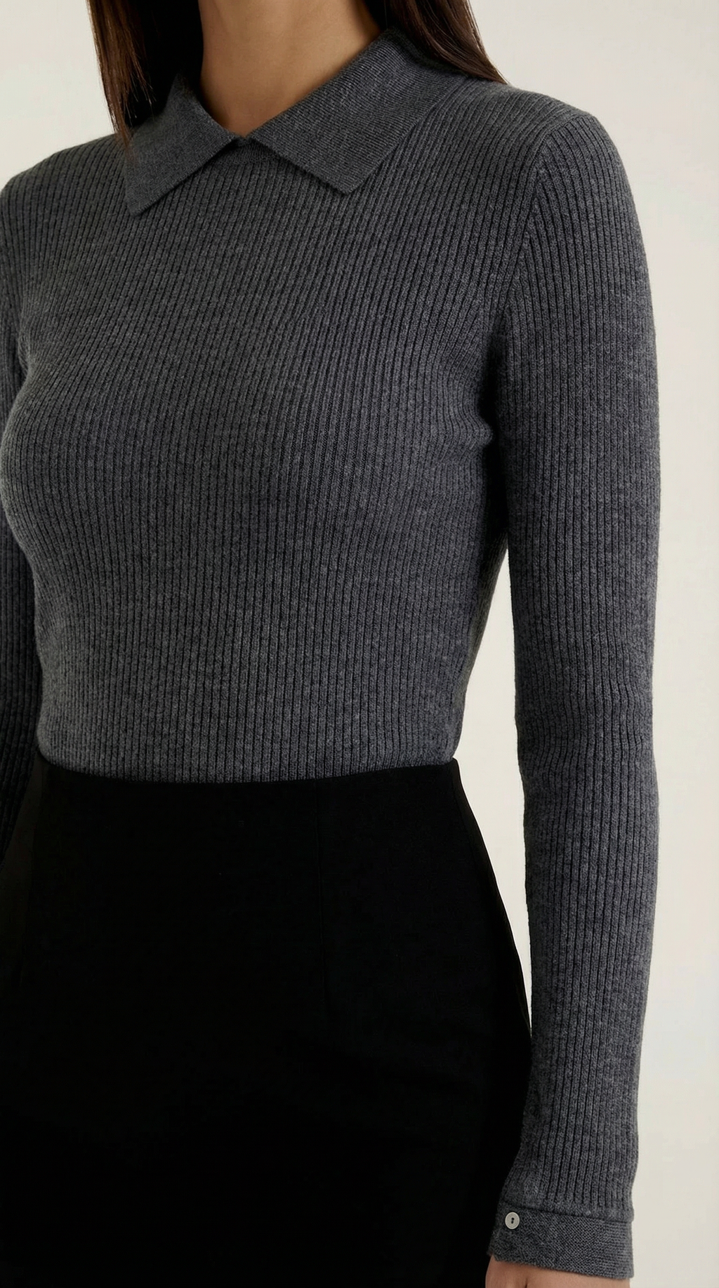 Gail Collared Long Sleeve Wool Top