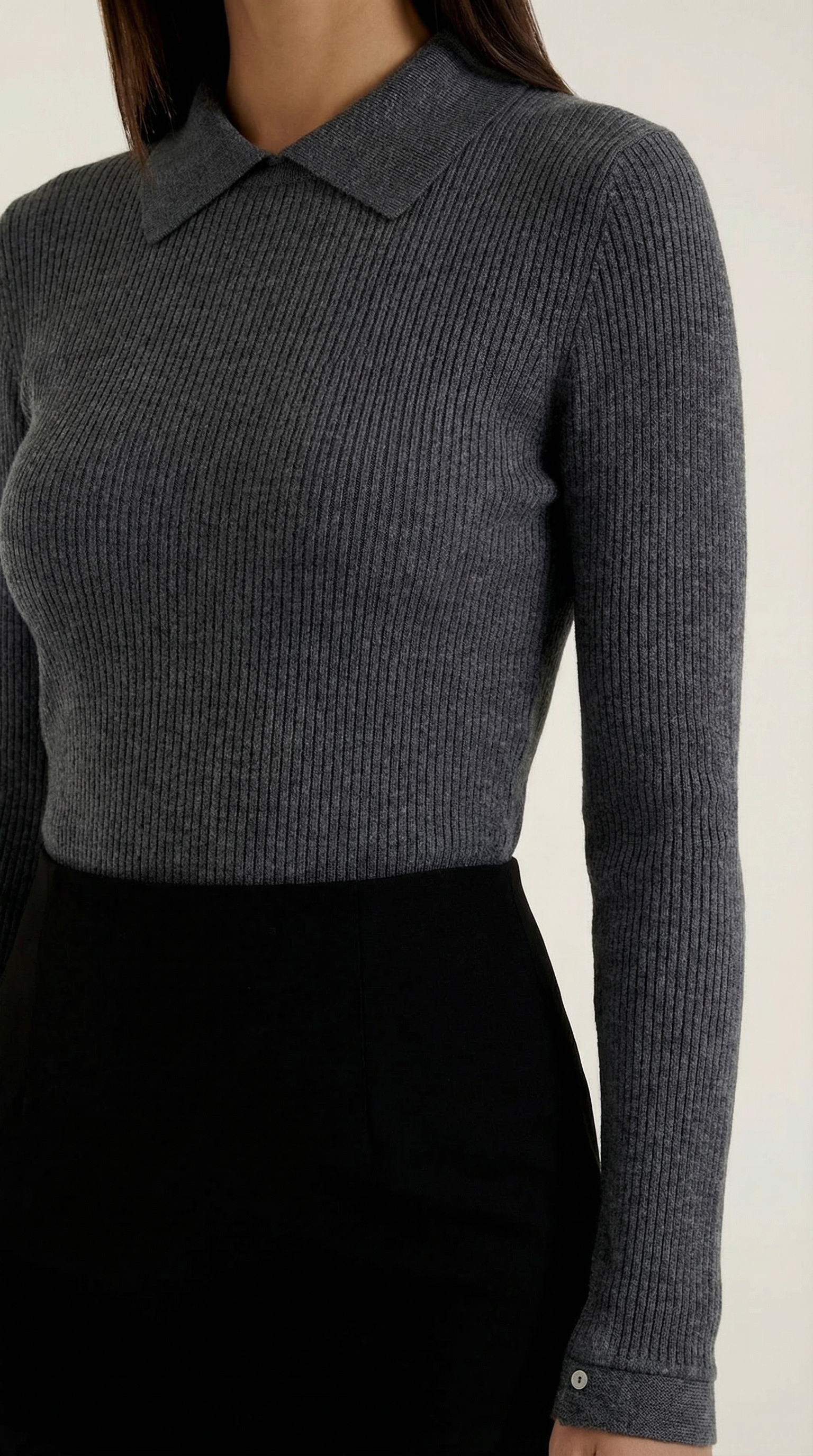 Gail Collared Long Sleeve Wool Top