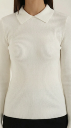 Gail Collared Long Sleeve Wool Top