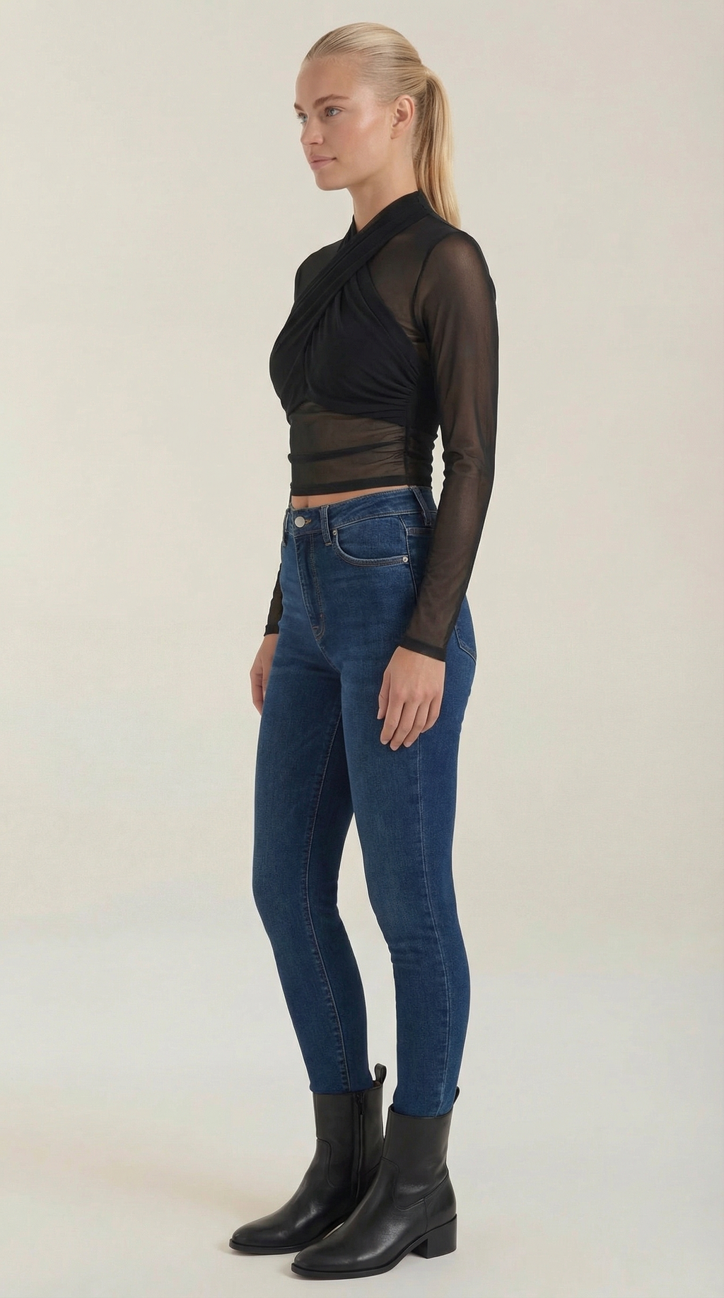 Georgia Sheer Wrap Mesh Top