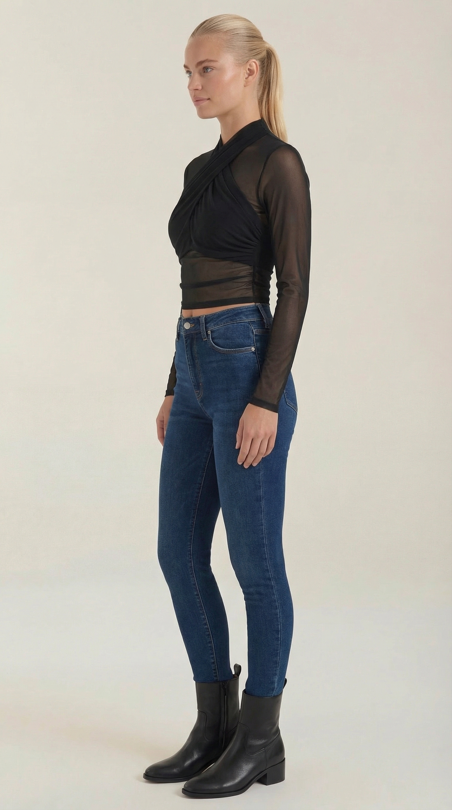 Georgia Sheer Wrap Mesh Top