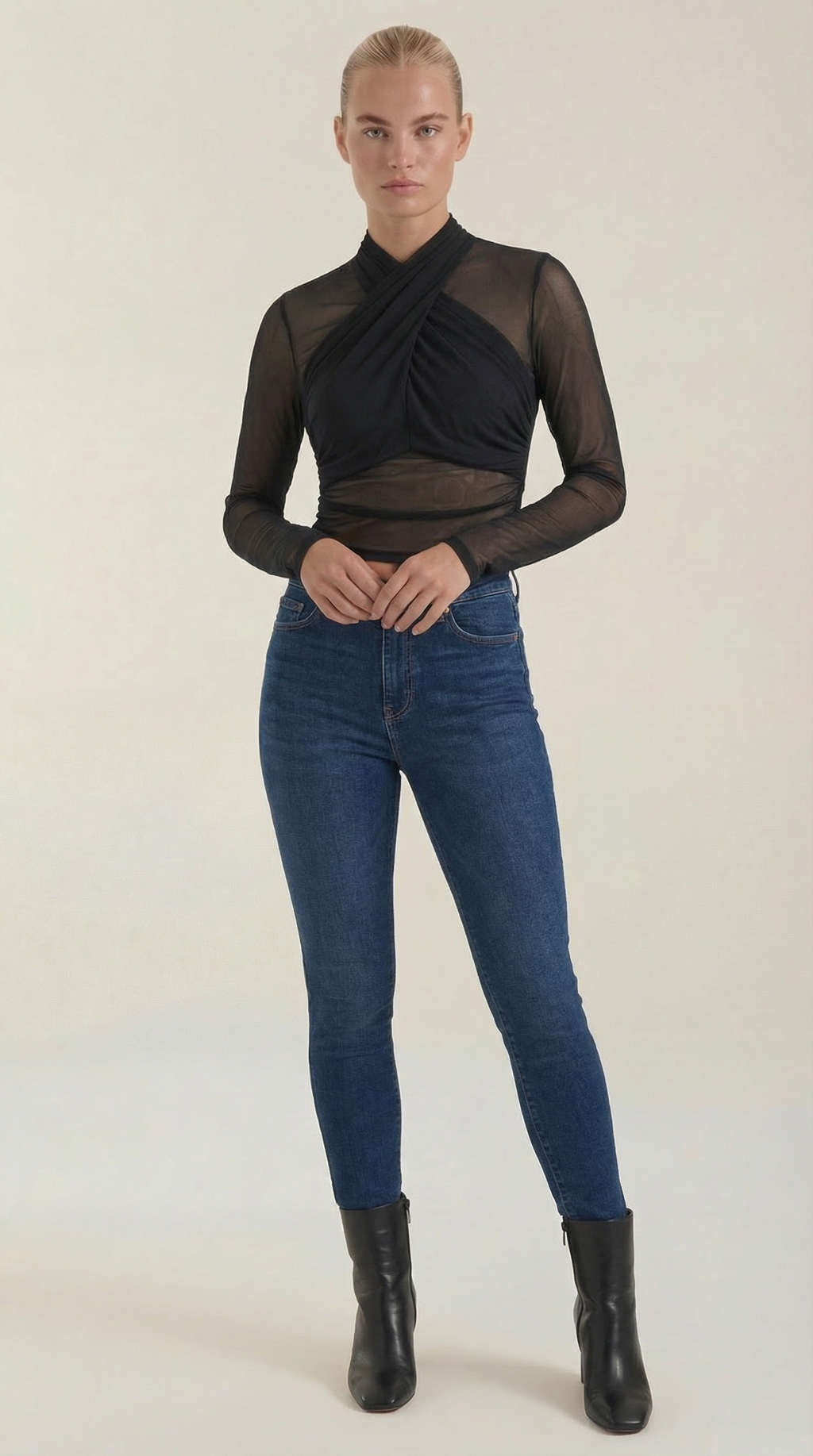 Georgia Sheer Wrap Mesh Top