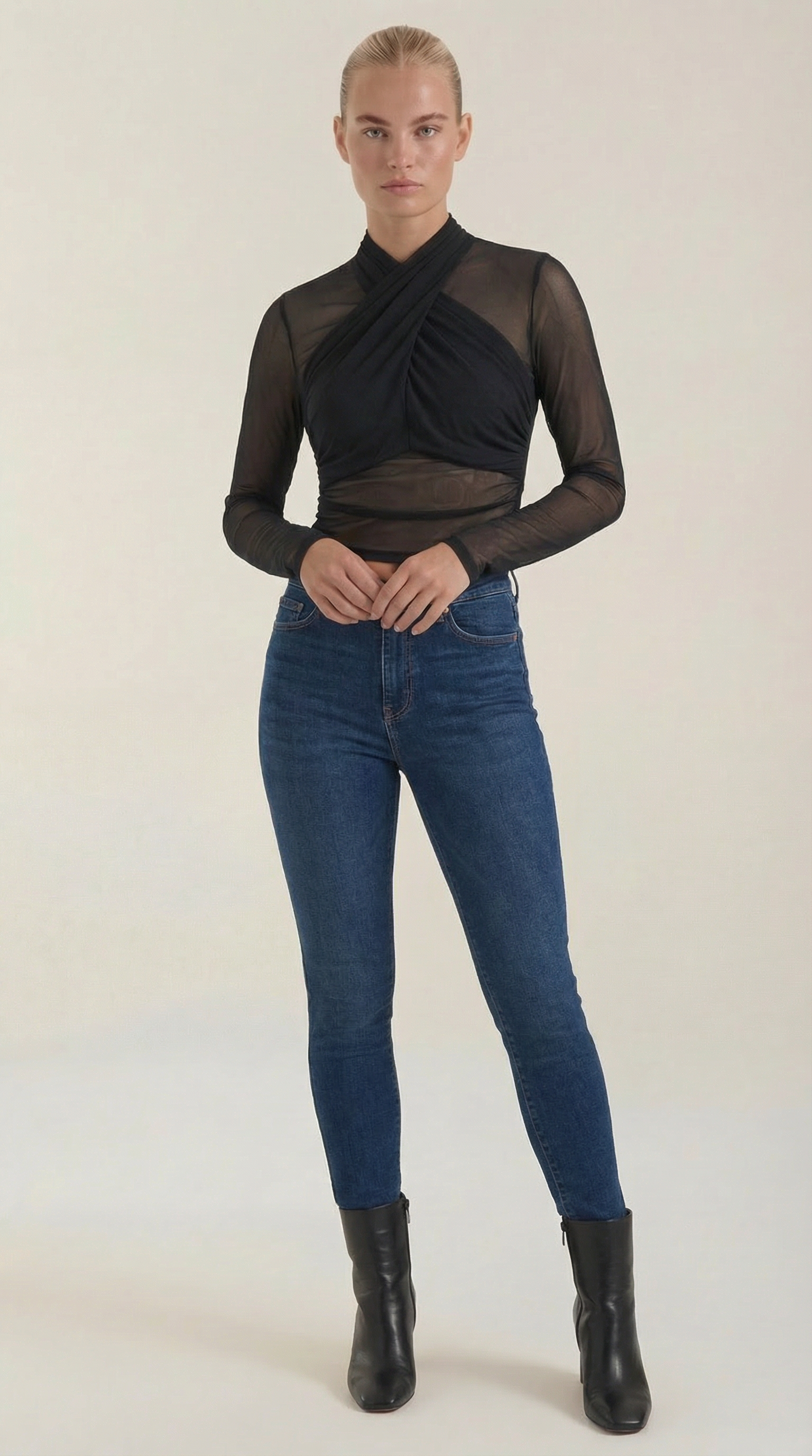 Georgia Sheer Wrap Mesh Top
