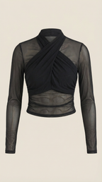 Georgia Sheer Wrap Mesh Top