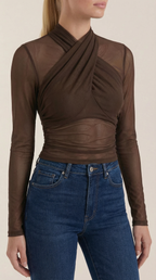 Georgia Sheer Wrap Mesh Top