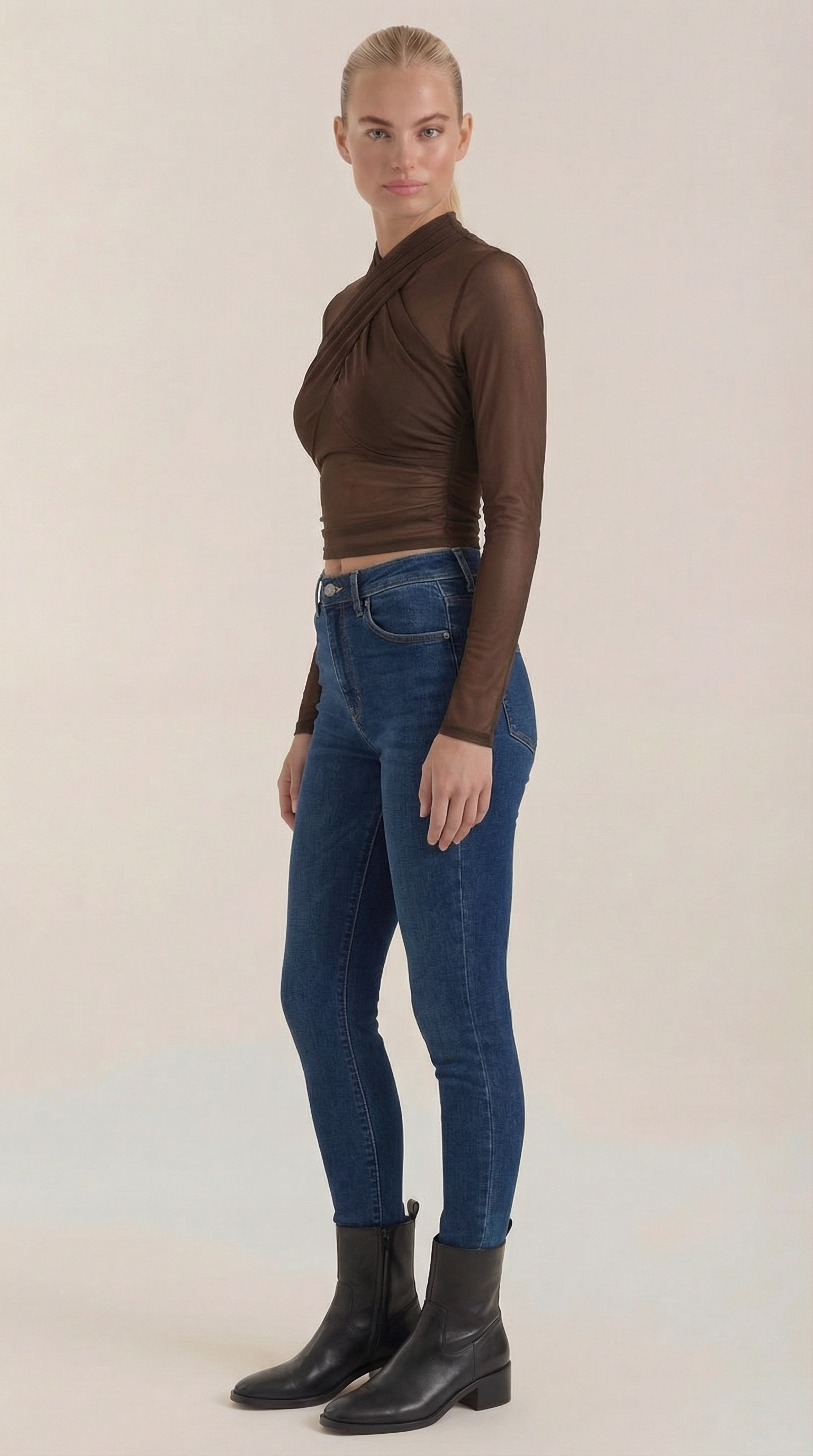 Georgia Sheer Wrap Mesh Top
