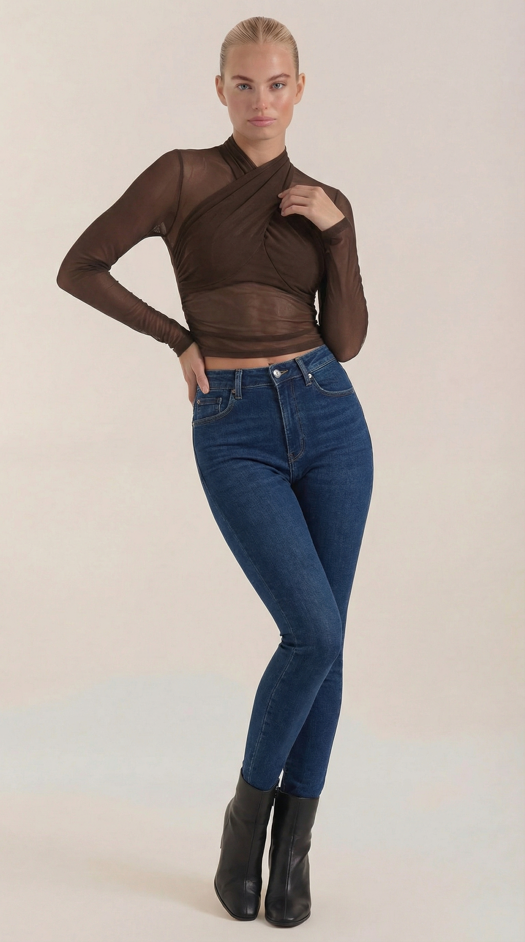 Georgia Sheer Wrap Mesh Top