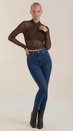 Georgia Sheer Wrap Mesh Top