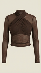 Georgia Sheer Wrap Mesh Top